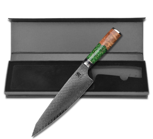 8” Damascus Gyuto Chef Knife With Resin Handle