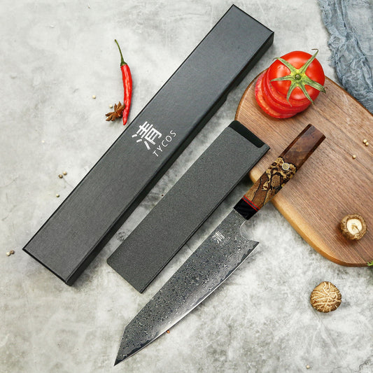 8” Kiritsuke Damascus Chef Knife With Wooden Handle