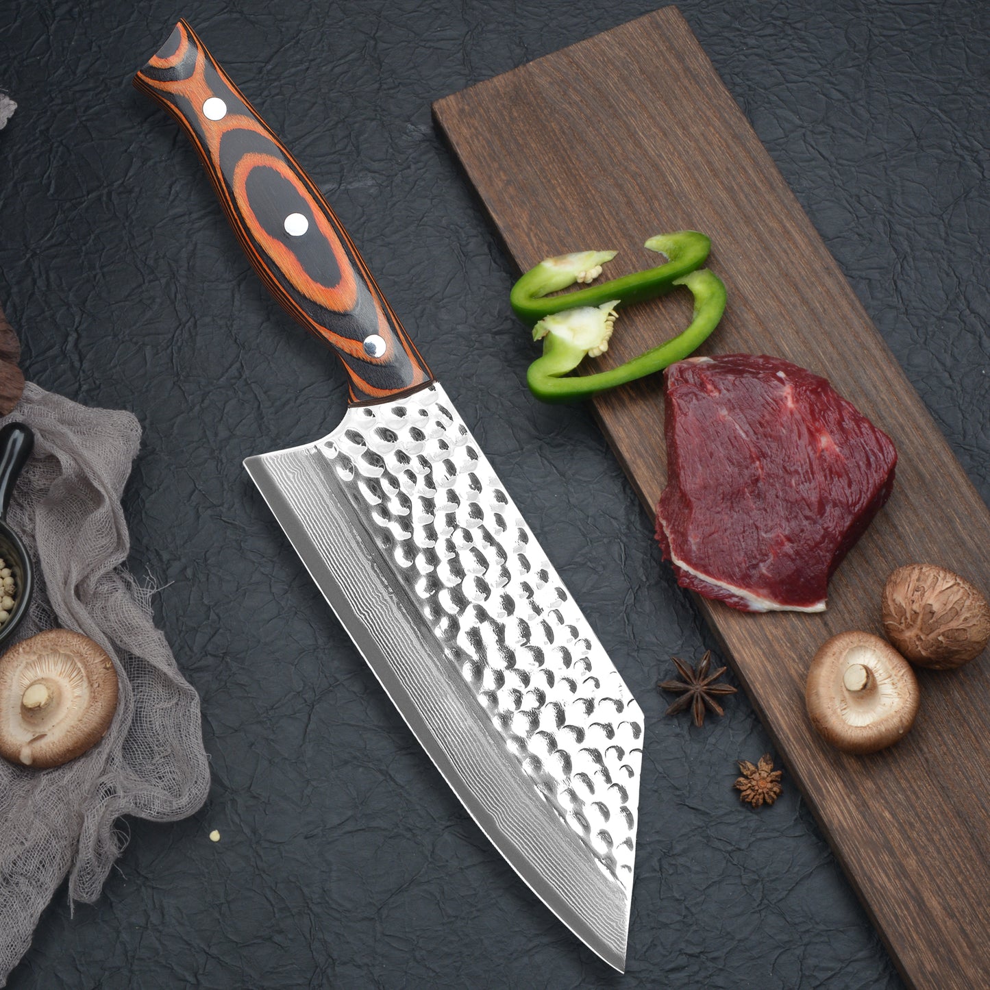 Damascus Butcher Chef Knife Knive Japanese 7 inch VG10 Wooden Handle