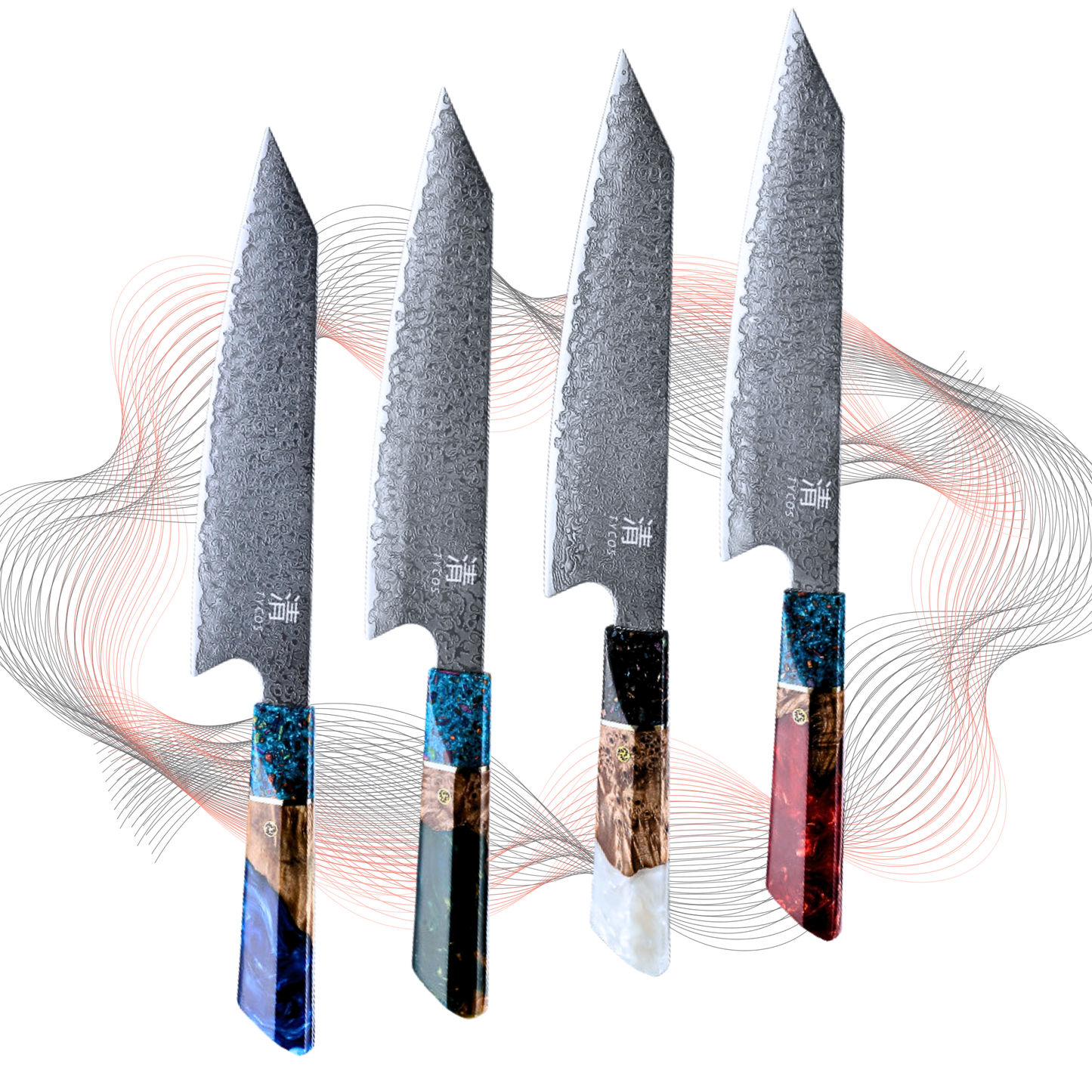 Limited Edition 8” Kiritsuke Damascus Chef Knife With Resin Handle