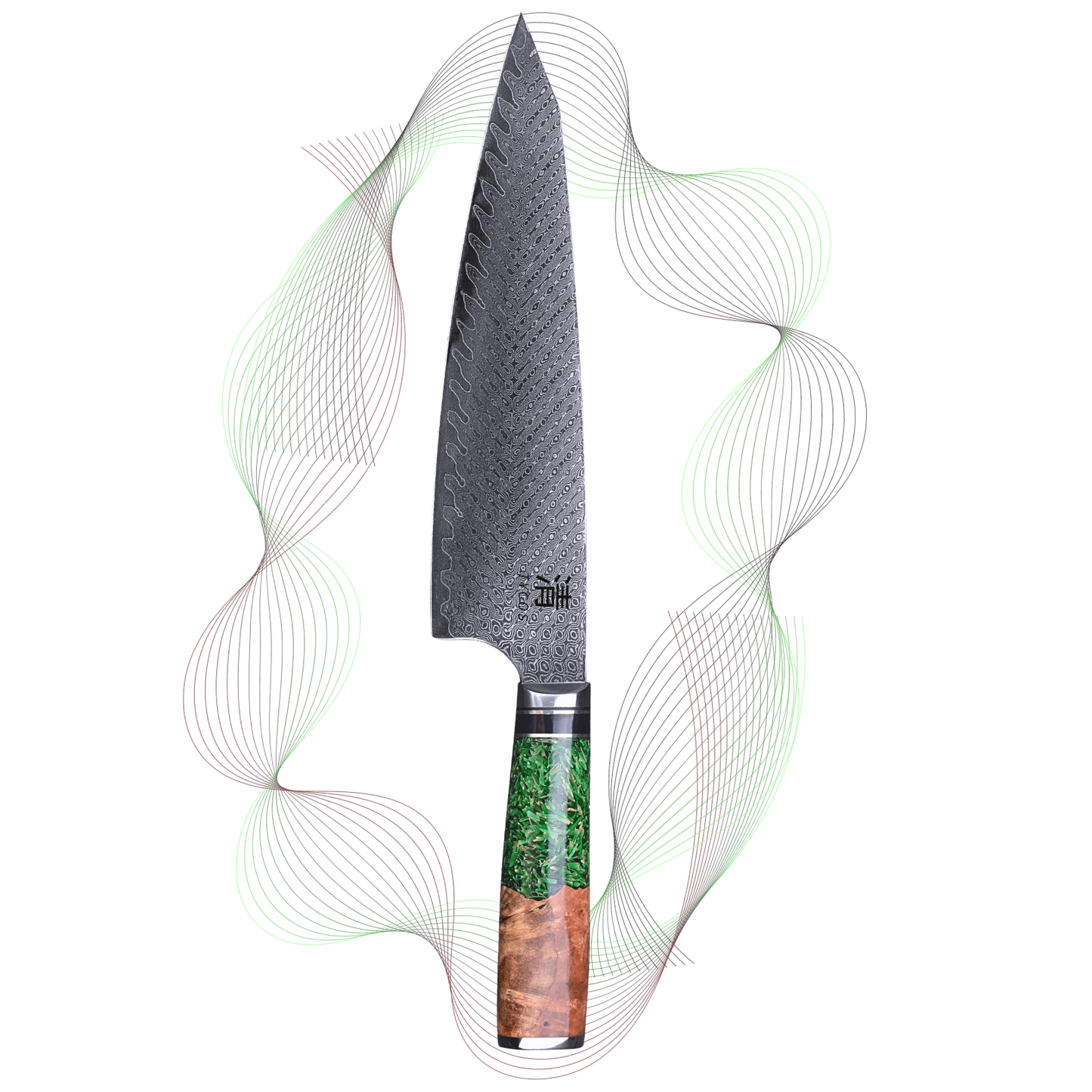 8” Damascus Gyuto Chef Knife With Resin Handle