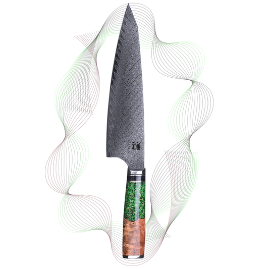 8” Damascus Gyuto Chef Knife With Resin Handle
