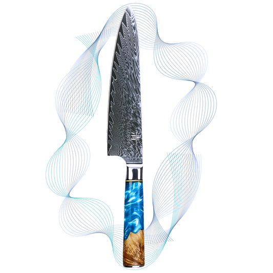 8’ Gyuto Damascus Chef Knife Blue Resin Handle