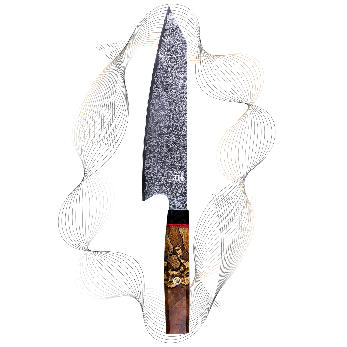 8” Kiritsuke Damascus Chef Knife With Wooden Handle